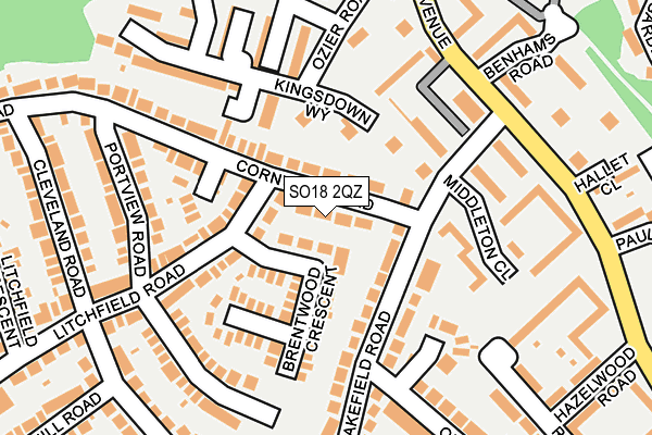 SO18 2QZ map - OS OpenMap – Local (Ordnance Survey)