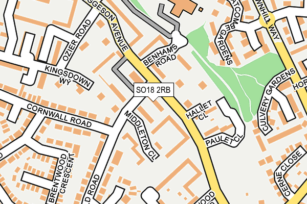 SO18 2RB map - OS OpenMap – Local (Ordnance Survey)