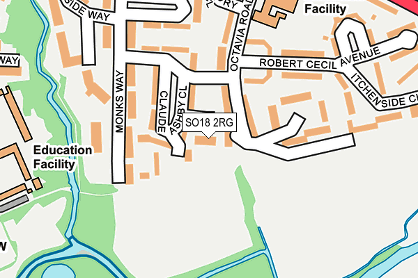 SO18 2RG map - OS OpenMap – Local (Ordnance Survey)