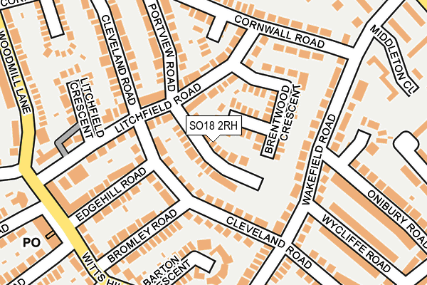 SO18 2RH map - OS OpenMap – Local (Ordnance Survey)