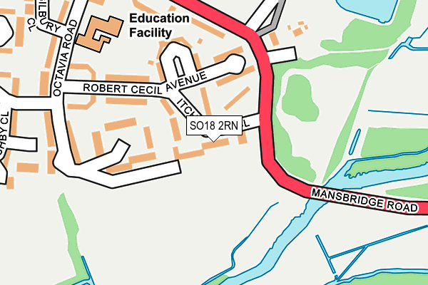 SO18 2RN map - OS OpenMap – Local (Ordnance Survey)