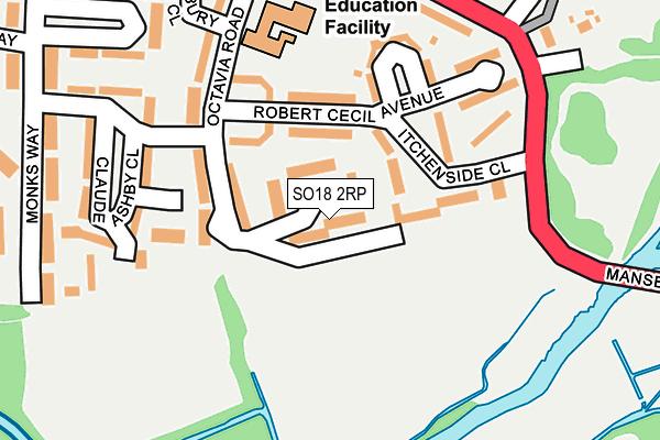 SO18 2RP map - OS OpenMap – Local (Ordnance Survey)