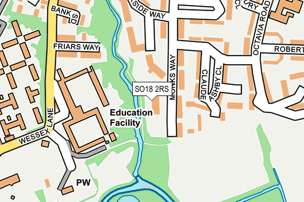 SO18 2RS map - OS OpenMap – Local (Ordnance Survey)