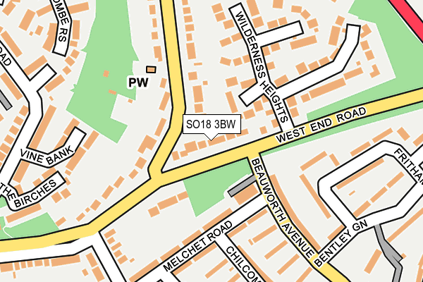 SO18 3BW map - OS OpenMap – Local (Ordnance Survey)