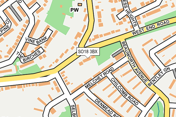 SO18 3BX map - OS OpenMap – Local (Ordnance Survey)