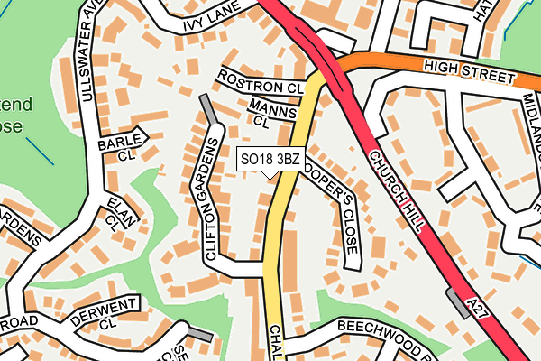 SO18 3BZ map - OS OpenMap – Local (Ordnance Survey)