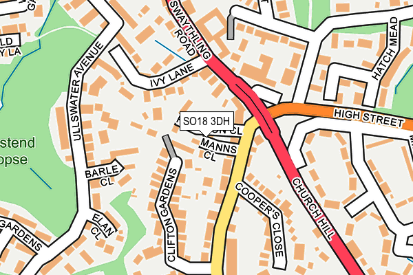SO18 3DH map - OS OpenMap – Local (Ordnance Survey)