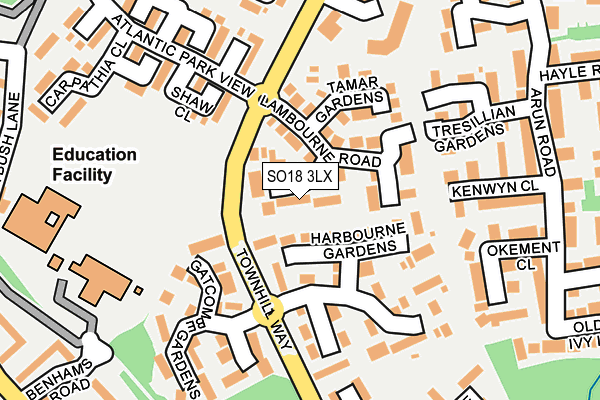 SO18 3LX map - OS OpenMap – Local (Ordnance Survey)