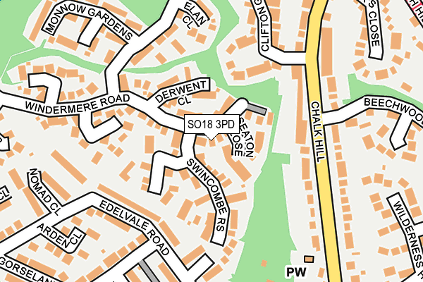 SO18 3PD map - OS OpenMap – Local (Ordnance Survey)