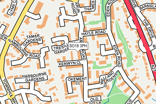 SO18 3PH map - OS OpenMap – Local (Ordnance Survey)