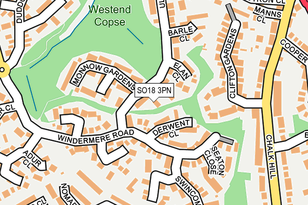 SO18 3PN map - OS OpenMap – Local (Ordnance Survey)