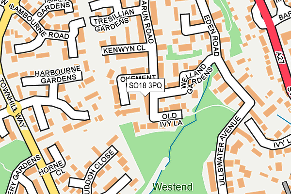 SO18 3PQ map - OS OpenMap – Local (Ordnance Survey)