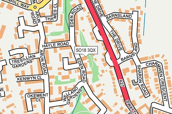 SO18 3QX map - OS OpenMap – Local (Ordnance Survey)