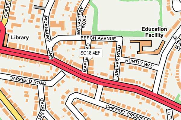 SO18 4EF map - OS OpenMap – Local (Ordnance Survey)