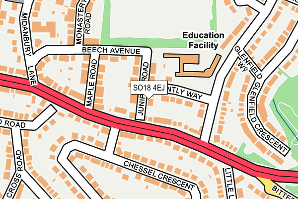 SO18 4EJ map - OS OpenMap – Local (Ordnance Survey)