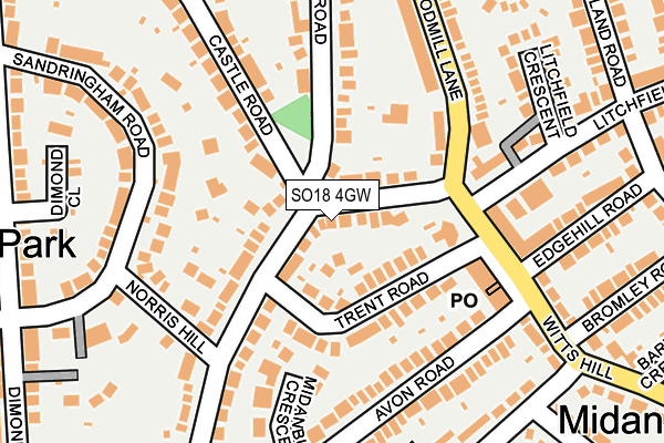 SO18 4GW map - OS OpenMap – Local (Ordnance Survey)