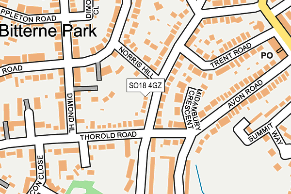 SO18 4GZ map - OS OpenMap – Local (Ordnance Survey)