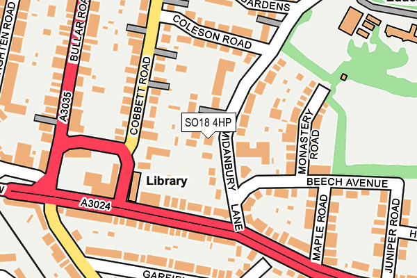 SO18 4HP map - OS OpenMap – Local (Ordnance Survey)