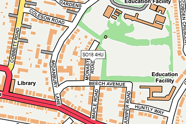 SO18 4HU map - OS OpenMap – Local (Ordnance Survey)