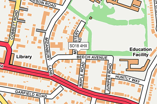SO18 4HX map - OS OpenMap – Local (Ordnance Survey)