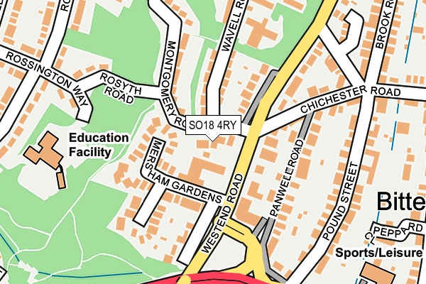 SO18 4RY map - OS OpenMap – Local (Ordnance Survey)