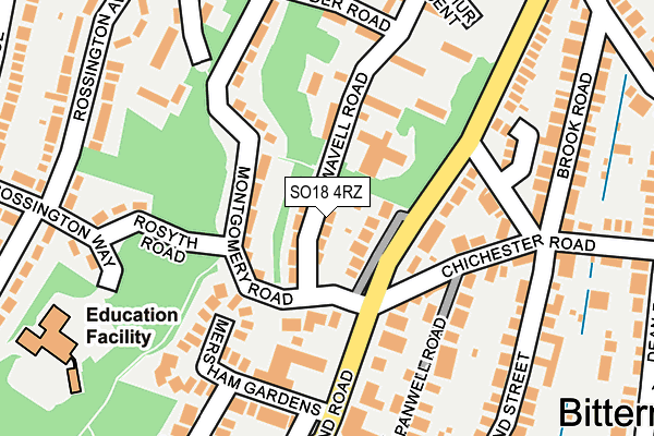 SO18 4RZ map - OS OpenMap – Local (Ordnance Survey)