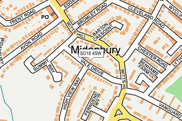 SO18 4SW map - OS OpenMap – Local (Ordnance Survey)