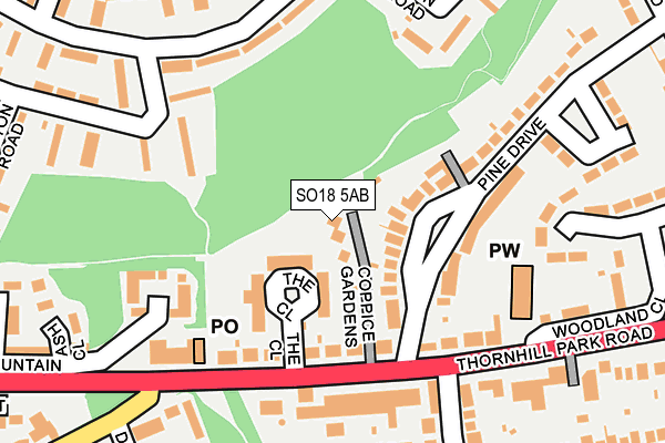 SO18 5AB map - OS OpenMap – Local (Ordnance Survey)