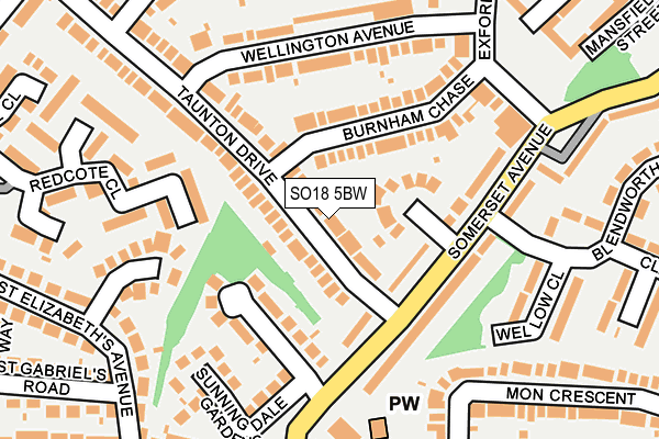 SO18 5BW map - OS OpenMap – Local (Ordnance Survey)