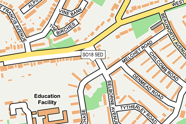SO18 5ED map - OS OpenMap – Local (Ordnance Survey)