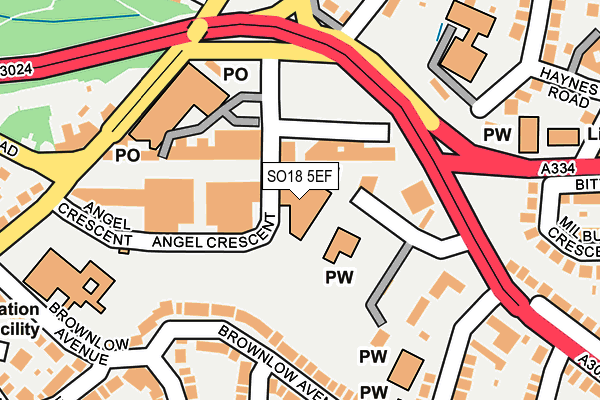 SO18 5EF map - OS OpenMap – Local (Ordnance Survey)
