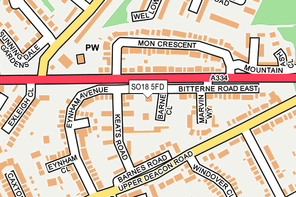 SO18 5FD map - OS OpenMap – Local (Ordnance Survey)