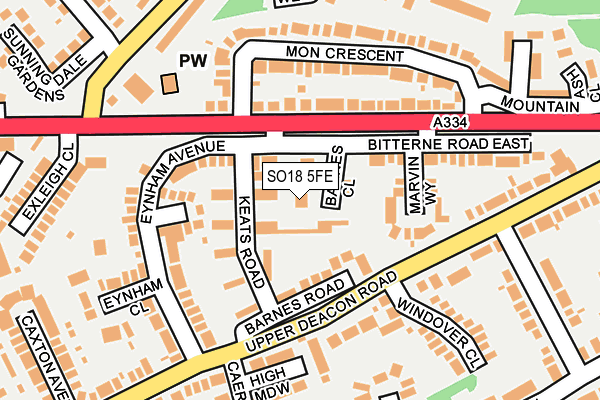 SO18 5FE map - OS OpenMap – Local (Ordnance Survey)