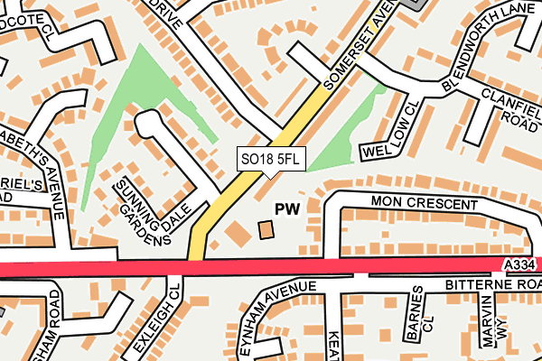 SO18 5FL map - OS OpenMap – Local (Ordnance Survey)