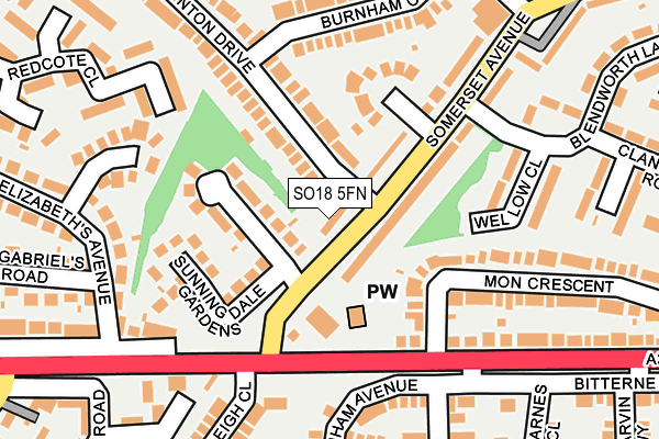 SO18 5FN map - OS OpenMap – Local (Ordnance Survey)