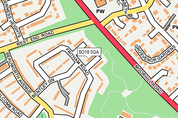 SO18 5GA map - OS OpenMap – Local (Ordnance Survey)