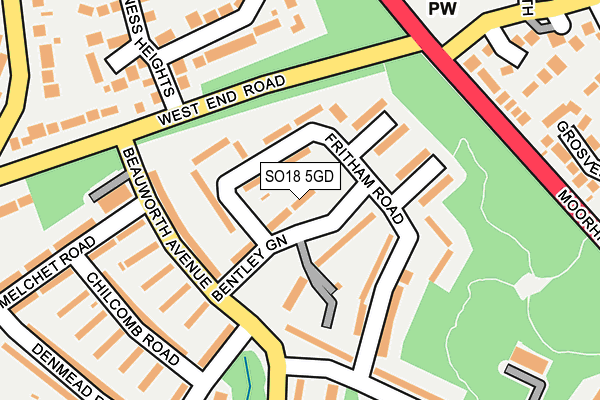 SO18 5GD map - OS OpenMap – Local (Ordnance Survey)