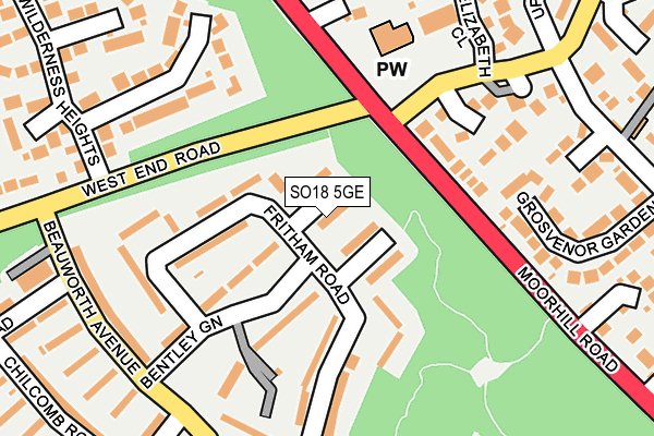 SO18 5GE map - OS OpenMap – Local (Ordnance Survey)