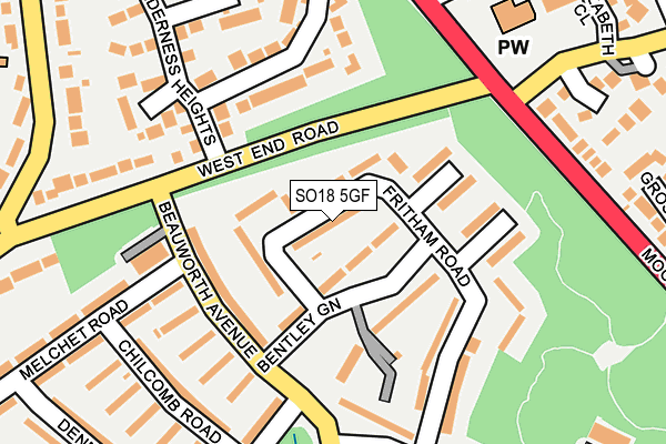 SO18 5GF map - OS OpenMap – Local (Ordnance Survey)