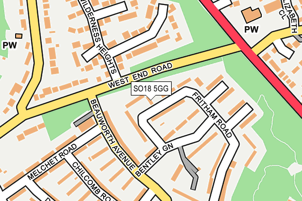 SO18 5GG map - OS OpenMap – Local (Ordnance Survey)