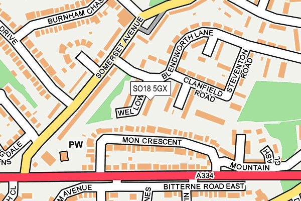 SO18 5GX map - OS OpenMap – Local (Ordnance Survey)