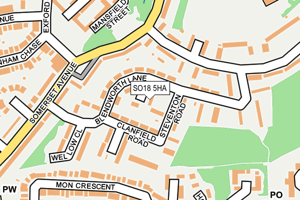 SO18 5HA map - OS OpenMap – Local (Ordnance Survey)