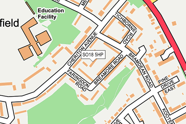 SO18 5HP map - OS OpenMap – Local (Ordnance Survey)