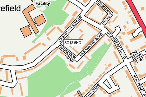 SO18 5HQ map - OS OpenMap – Local (Ordnance Survey)