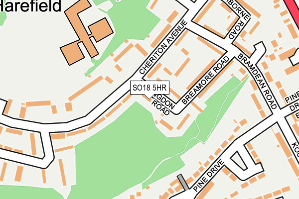 SO18 5HR map - OS OpenMap – Local (Ordnance Survey)