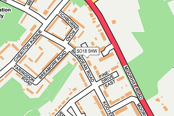 SO18 5HW map - OS OpenMap – Local (Ordnance Survey)