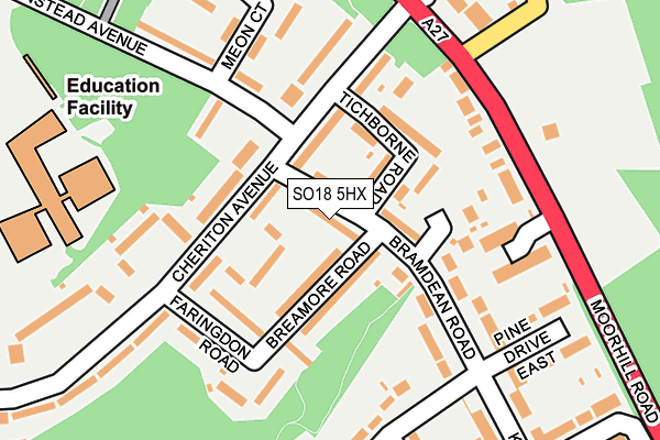 SO18 5HX map - OS OpenMap – Local (Ordnance Survey)