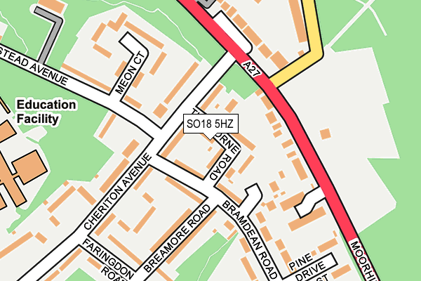 SO18 5HZ map - OS OpenMap – Local (Ordnance Survey)