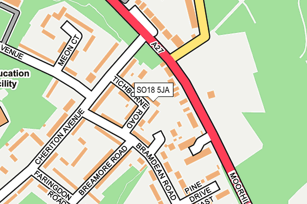 SO18 5JA map - OS OpenMap – Local (Ordnance Survey)