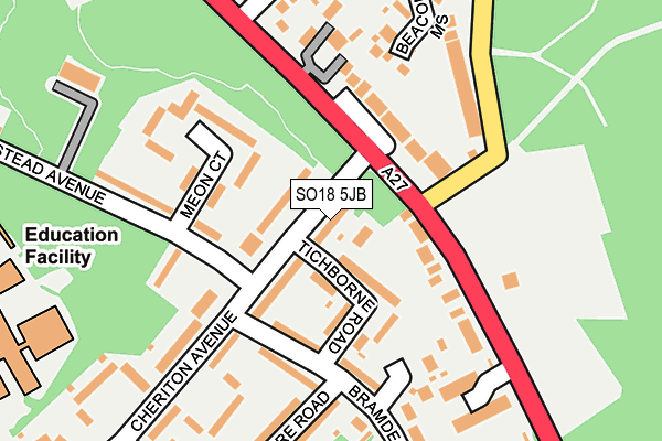 SO18 5JB map - OS OpenMap – Local (Ordnance Survey)
